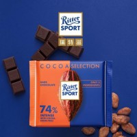 德国进口 RITTER SPORT 瑞特滋黑巧克力100g 可可黑巧克力 瑞特斯波德黑巧克力100克 瑞特滋81%可可黑巧克力100克